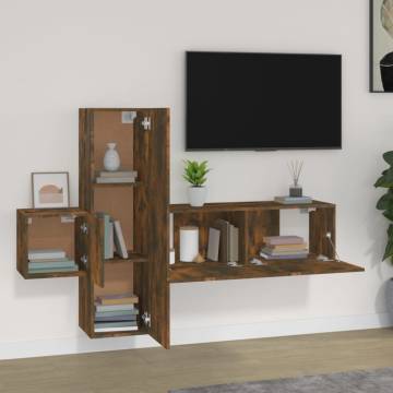 3 Piece TV Cabinet Set Smoked Oak Engineered Wood