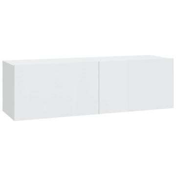 3 Piece TV Cabinet Set High Gloss White Engineered Wood