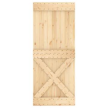 Sliding Door with Hardware Set 85x210 cm Solid Wood Pine