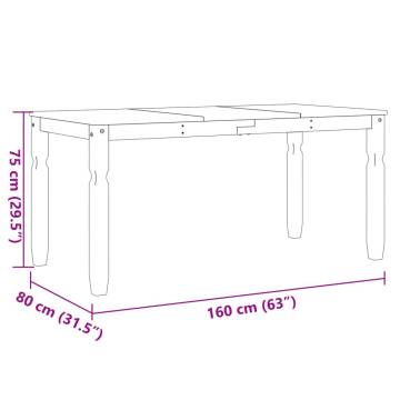 Dining Table Corona Grey 160x80x75 cm Solid Wood Pine