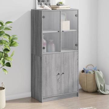 Highboard with Doors Grey Sonoma 68x37x142 cm Engineered Wood