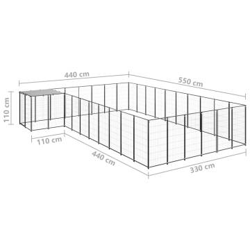 Dog Kennel Black 19.36 m² Steel