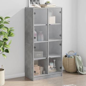 Highboard with Doors Concrete Grey 68x37x142 cm Engineered Wood