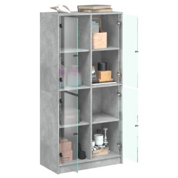 Highboard with Doors Concrete Grey 68x37x142 cm Engineered Wood