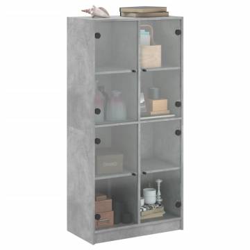 Highboard with Doors Concrete Grey 68x37x142 cm Engineered Wood