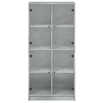 Highboard with Doors Concrete Grey 68x37x142 cm Engineered Wood