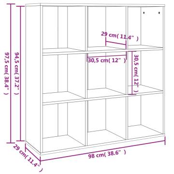 Book Cabinet Grey Sonoma 98x29x97.5 cm