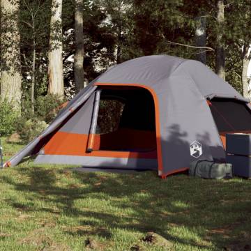 Camping Tent Dome 4-Person Grey and Orange Waterproof