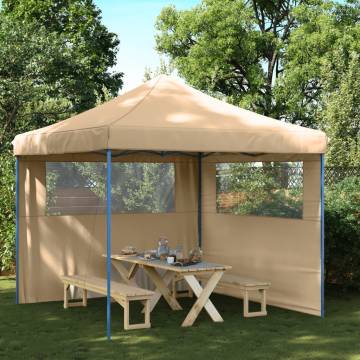 Foldable Party Tent Pop-Up with 2 Sidewalls Beige