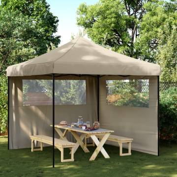 Foldable Party Tent Pop-Up with 2 Sidewalls Taupe