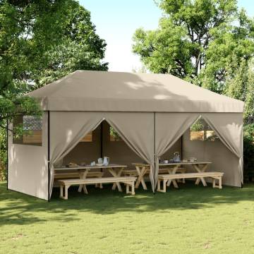 Foldable Party Tent Pop-Up with 4 Sidewalls Taupe