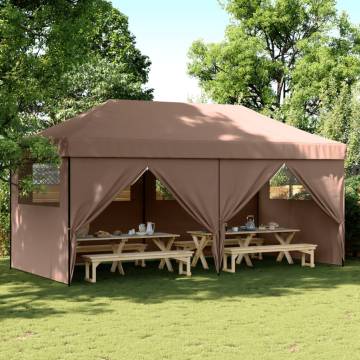 Foldable Party Tent Pop-Up with 4 Sidewalls Brown