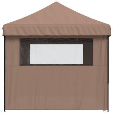 Foldable Party Tent Pop-Up with 4 Sidewalls Brown