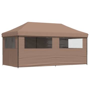 Foldable Party Tent Pop-Up with 4 Sidewalls Brown