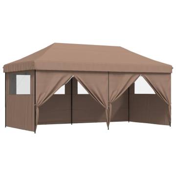 Foldable Party Tent Pop-Up with 4 Sidewalls Brown