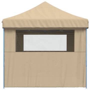 Foldable Party Tent Pop-Up with 4 Sidewalls Beige