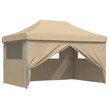 Foldable Party Tent Pop-Up with 4 Sidewalls Beige