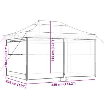 Foldable Party Tent Pop-Up with 4 Sidewalls Beige