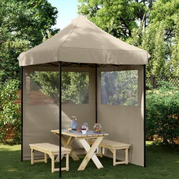 Foldable Party Tent Pop-Up with 2 Sidewalls Taupe