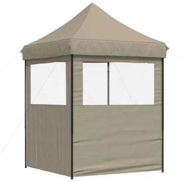 Foldable Party Tent Pop-Up with 2 Sidewalls Taupe