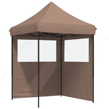 Foldable Party Tent Pop-Up with 2 Sidewalls Brown