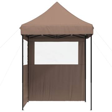 Foldable Party Tent Pop-Up with 2 Sidewalls Brown