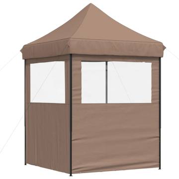 Foldable Party Tent Pop-Up with 2 Sidewalls Brown