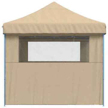 Foldable Party Tent Pop-Up with 3 Sidewalls Beige