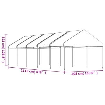 Gazebo with Roof White 11.15x4.08x3.22 m Polyethylene