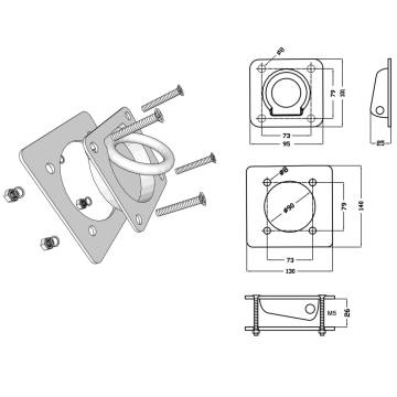 Lashing Rings for Trailer 8 pcs Galvanised Steel 2000 kg