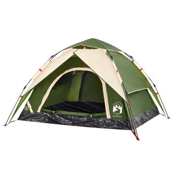 Camping Tent Dome 3-Person Green Quick Release