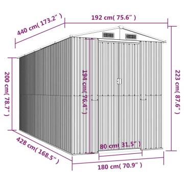 Garden Shed Light Brown 192x440x223 cm Galvanised Steel