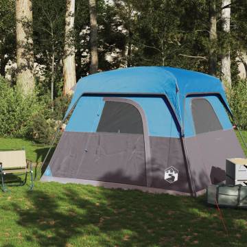 Camping Tent Cabin 4-Person Blue Waterproof