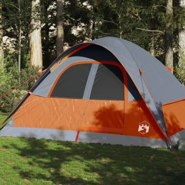 Family Tent Dome 6-Person Grey and Orange Waterproof