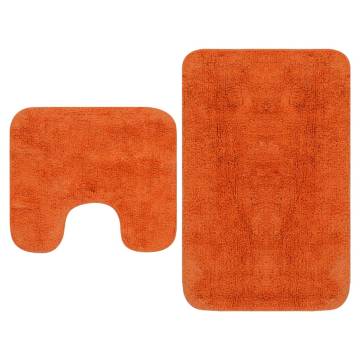 Bathroom Mat Set 2 Pieces Fabric Orange