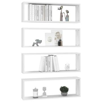 Wall Cube Shelf 4 pcs White 80x15x26.5 cm Engineered Wood