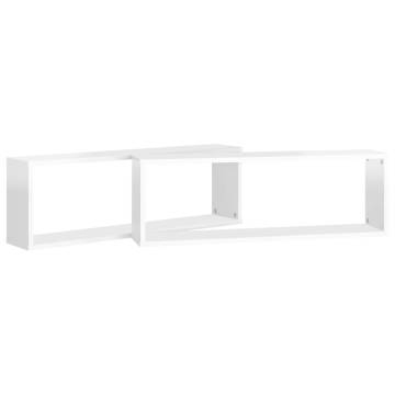 Wall Cube Shelf 2 pcs High Gloss White 80x15x26.5cm Engineered Wood