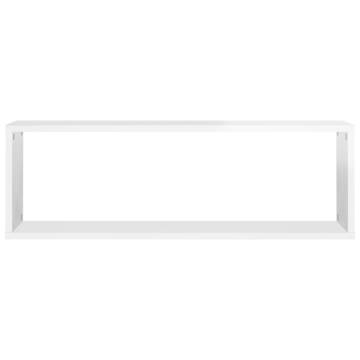 Wall Cube Shelf 2 pcs High Gloss White 80x15x26.5cm Engineered Wood