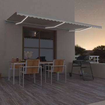 Manual Retractable Awning with LED 600x300 cm Cream