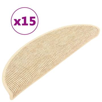 Stair Mats Self-adhesive 15 pcs 56x17x3 cm Light Beige