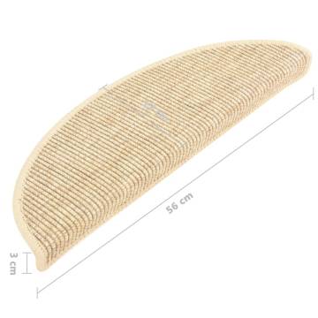 Stair Mats Self-adhesive 15 pcs 56x17x3 cm Light Beige