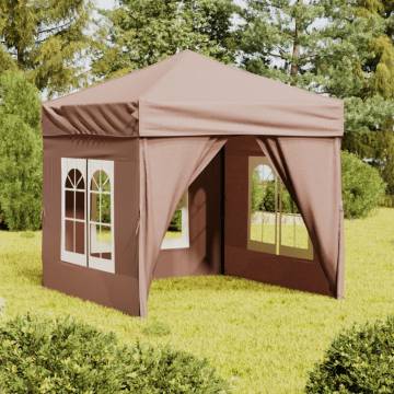 Folding Party Tent with Sidewalls Taupe 2x2 m