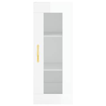 Highboard High Gloss White 34.5x34x180 cm Engineered Wood