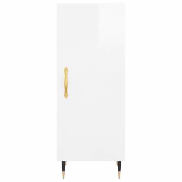 Highboard High Gloss White 34.5x34x180 cm Engineered Wood