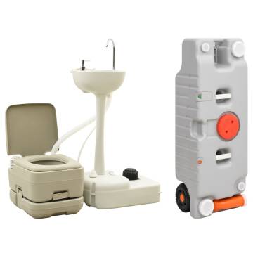 Portable Camping Toilet and Handwash Stand Set with Water Tank