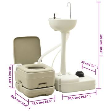 Portable Camping Toilet and Handwash Stand Set with Water Tank