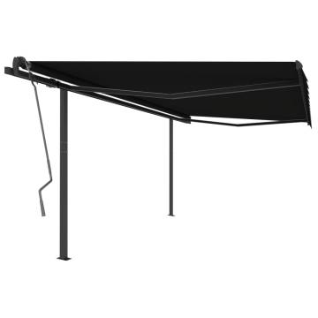 Manual Retractable Awning with Posts 4.5x3 m Anthracite