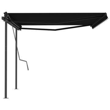 Manual Retractable Awning with Posts 4.5x3 m Anthracite