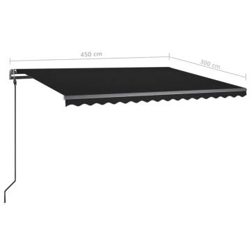 Manual Retractable Awning with Posts 4.5x3 m Anthracite