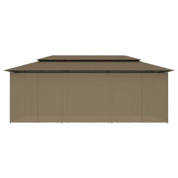 Gazebo with Curtains 600x298x270 cm Taupe 180 g/m²